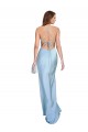 Vendedor de Decote Capuz Cetim Sedoso Sem Mangas Abrir de volta Azul Céu Claro Vestidos de Madrinha / Vestidos de Noite / Vestidos de Festa