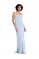 Vendedor de Decote Quadrado Crepe Esticado Sem Mangas Azul Céu Claro Vestidos de Madrinha / Vestidos de Festa