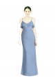 Vendedor de Alças finas Chiffon Sem Mangas Abrir de volta Azul Empoeirado Vestidos de Madrinha