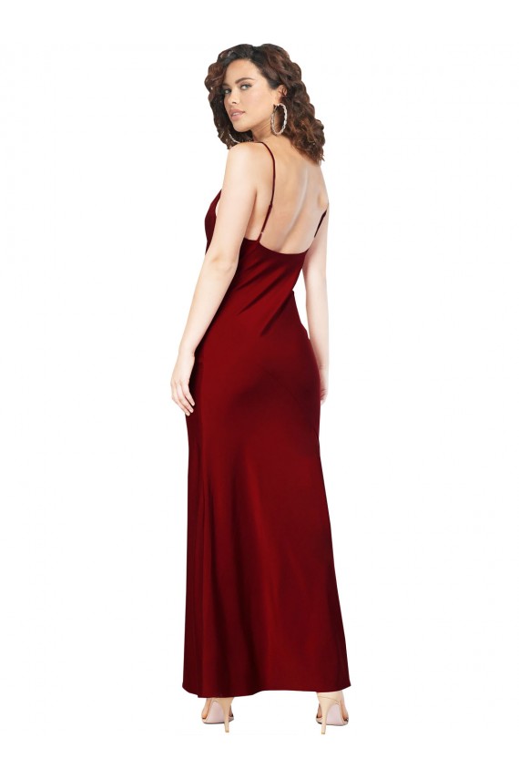 Vendedor de Decote Capuz Cetim Sedoso Sem Mangas Lombar Borgonha Vestidos de Madrinha / Vestidos de Noite / Vestidos de Festa