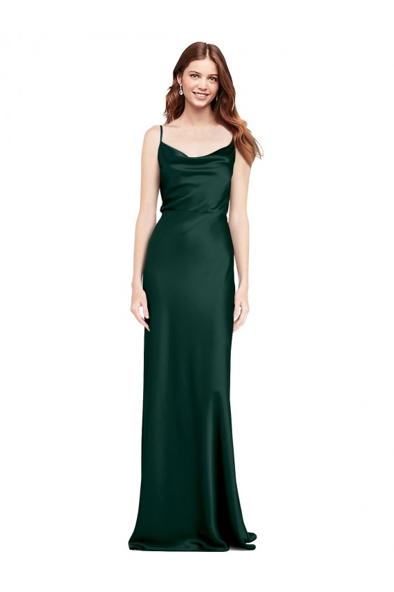 Vendedor de Decote Capuz Cetim Elástico Sem Mangas Costas em V Caçador Verde Vestidos de Madrinha / Vestidos de Noite / Vestidos de Festa