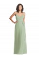 Vendedor de Alças finas Chiffon Sem Mangas Fumo Verde Vestidos de Madrinha / Vestidos de Noite