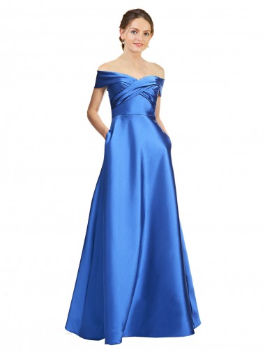 Vendedor de Fora do Ombro Cetim Sem Mangas Vestidos de Madrinha / Vestidos de Noite / Vestidos de Festa