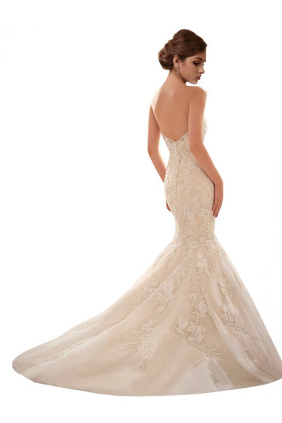 Vendedor de Amor Tule & Renda Sem Mangas Marfim & Champanhe Longo Vestido de Noiva