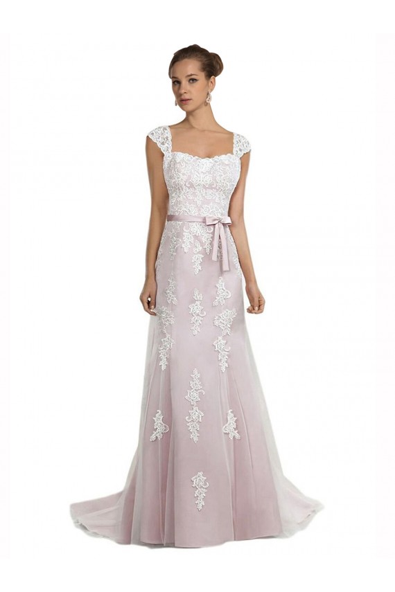 Vendedor de Sem alças Tule & Renda Sem Mangas Marfim & Rosa Vestidos de Noiva