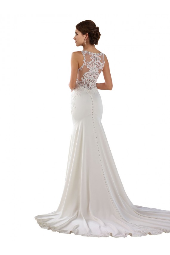 Vendedor de Amor Renda & Crepe Esticado Sem Mangas Marfim Vestidos de Noiva