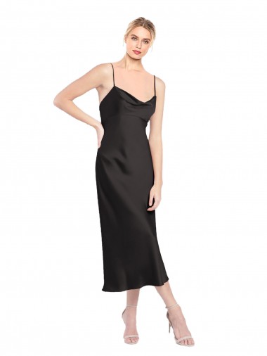 Vendedor de Alças finas Cetim Elástico Sem Mangas Lombar Preto Vestidos de Madrinha / Vestidos de Noite / Vestidos de Festa