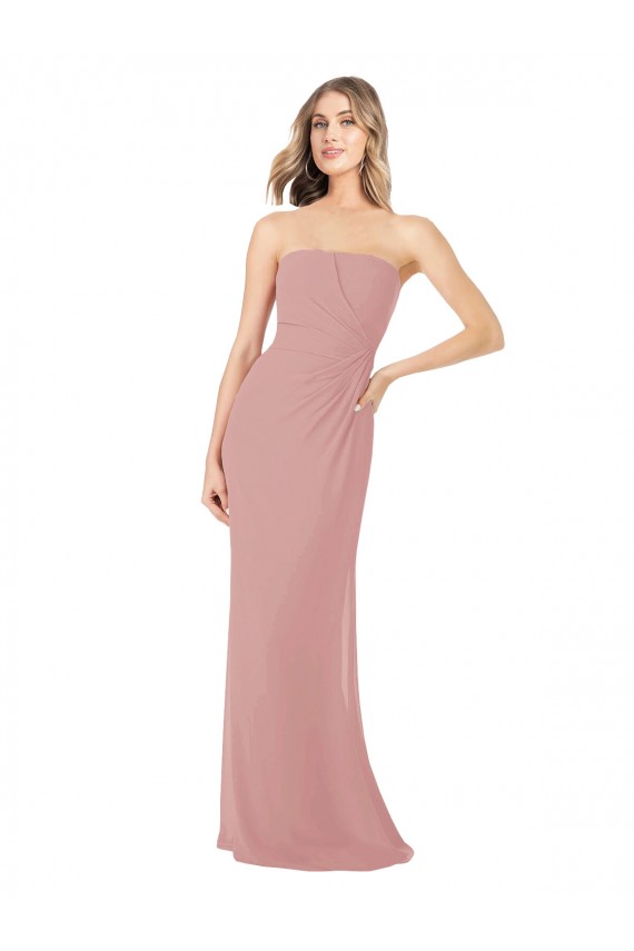 Vendedor de Sem alças Chiffon Sem Mangas Rosa Empoeirado Vestidos de Madrinha