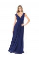 Vendedor de Decote V Chiffon Mangas Curtas Buraco da fechadura Safira Vestidos de Madrinha