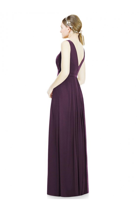 Vendedor de Decote V Chiffon Sem Mangas Uva Vestido de Madrinha / Vestido de Noite