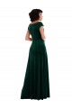 Vendedor de Decote Capuz Veludo Elástico Mangas Curtas Verde Escuro Vestidos de Madrinha / Vestidos de Festa