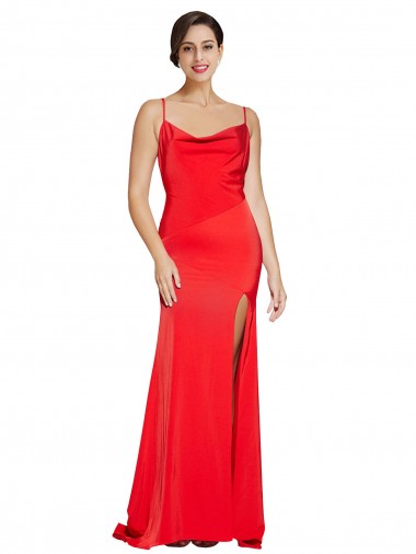 Vendedor de Decote Capuz Cetim Elástico Sem Mangas Lombar Vermelho Vestidos de Madrinha / Vestidos de Noite / Vestidos de Festa