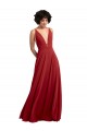 Vendedor de Decote V Chiffon Sem Mangas Costas em V Vermelho Vestido de Madrinha