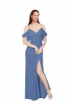 Vendedor de Fora do Ombro Chiffon Sem Mangas Windsor Azul Vestidos de Madrinha